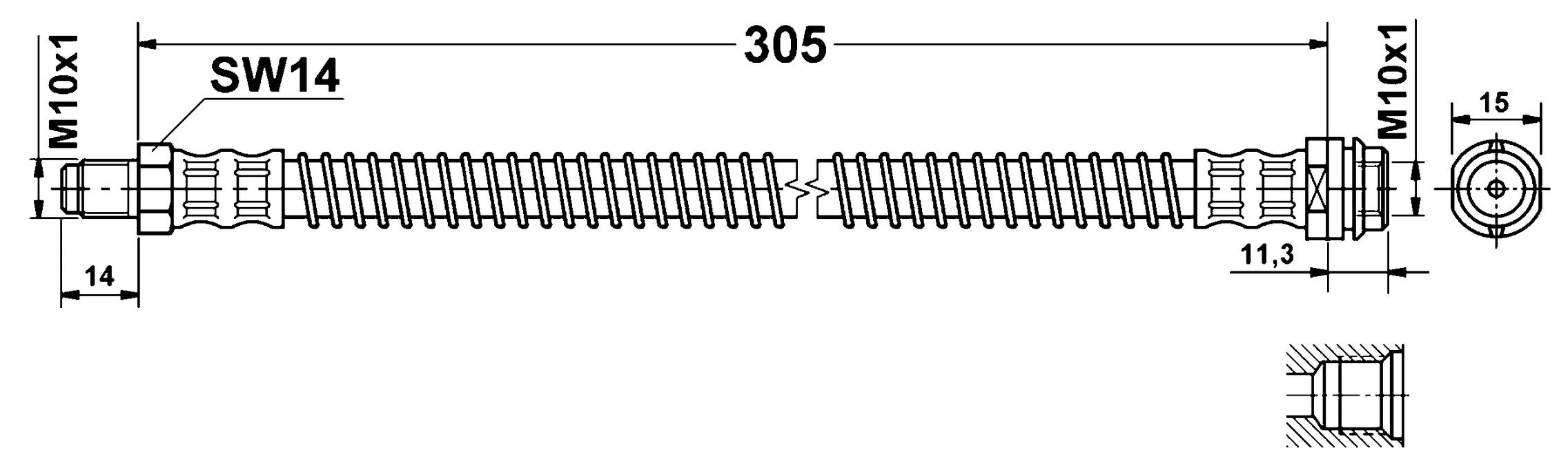 Rear Brake Hydraulic Hose for Mercedes-Benz CL65 AMG 2006 2005 P-1138