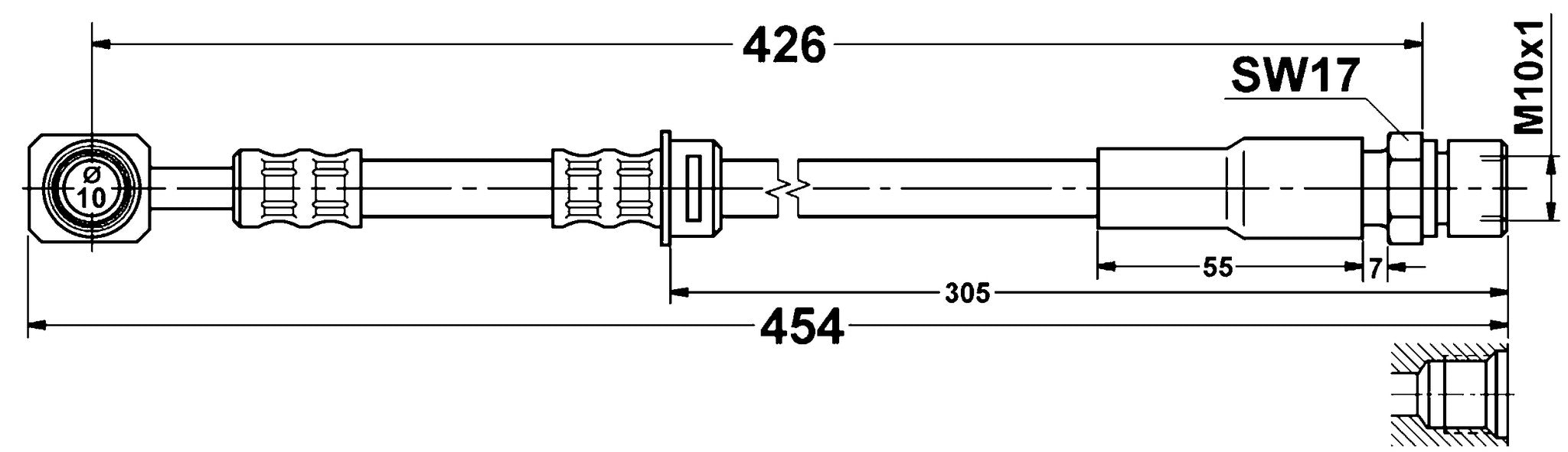 Front Brake Hydraulic Hose for Saab 9-5 2009 2008 2007 2006 2005 2004 2003 2002 2001 2000 1999 P-1150