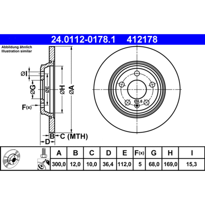 Rear Disc Brake Rotor for Audi allroad 2016 2015 2014 2013 P-1611