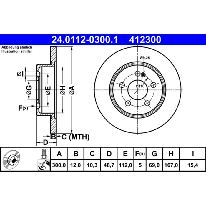 Rear Disc Brake Rotor for Mercedes-Benz C300 2018 2017 P-1613