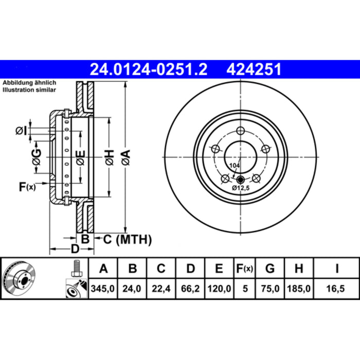 Rear Disc Brake Rotor for BMW ActiveHybrid 3 2015 2014 P-1659