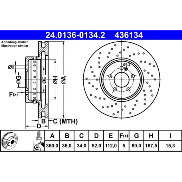 Front Disc Brake Rotor for Mercedes-Benz E450 2021 2020 2019 P-1712