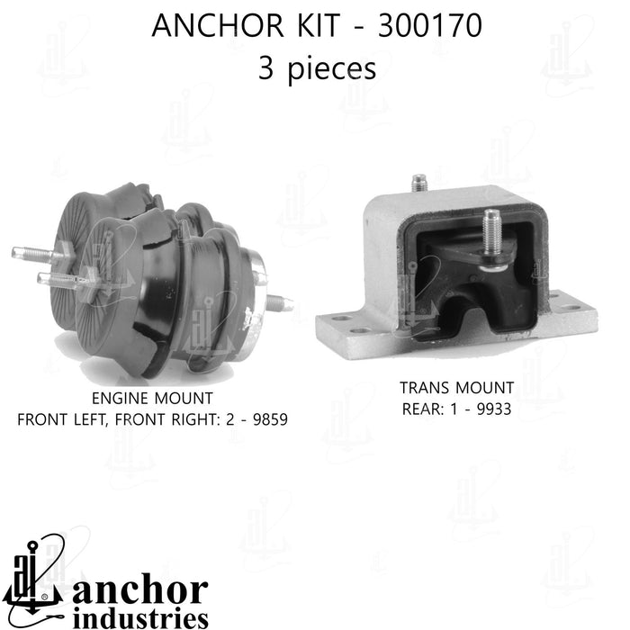 Engine Mount Kit for Infiniti G37 3.7L V6 AWD 2013 2012 2011 2010 2009 - Anchor 300170