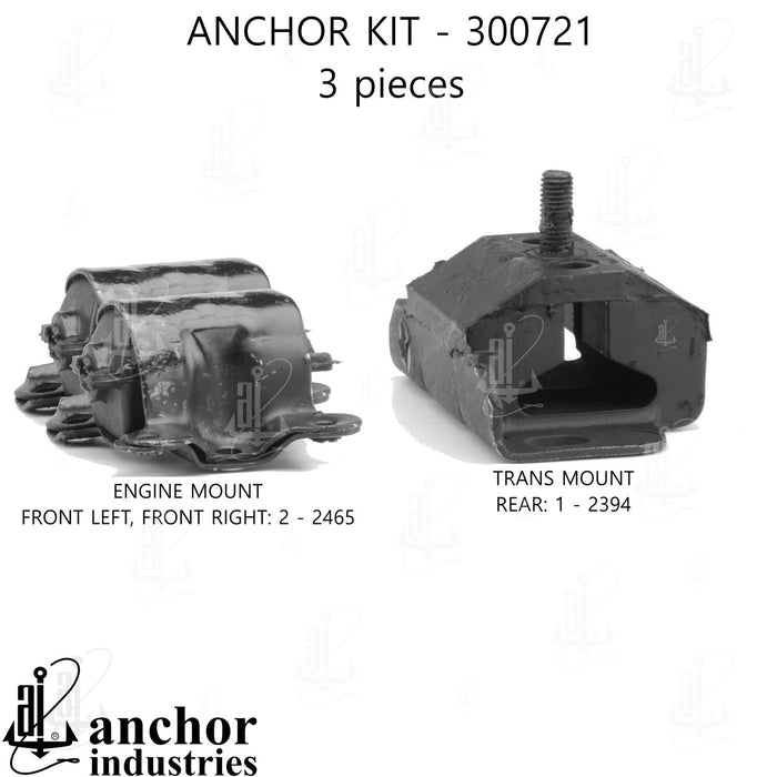 Engine Mount Kit for Pontiac Firebird Automatic Transmission 1992 1991 1990 1989 1988 - Anchor 300721