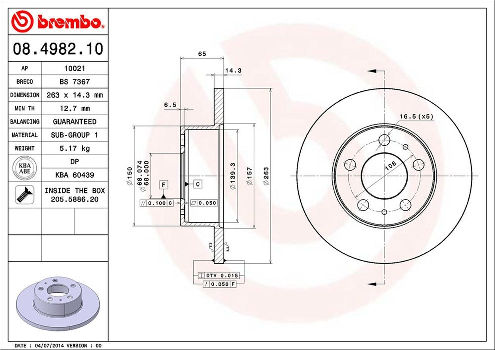 Front Disc Brake Rotor for Volvo 244 1989 1988 1987 1986 1985 1984 1983 1982 1981 1980 1979 1978 1977 1976 1975 P-2271411