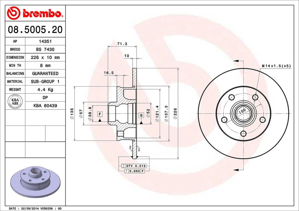 Rear Disc Brake Rotor for Volkswagen Golf GTI VR6 1998 1997 1996 1995 P-2271422