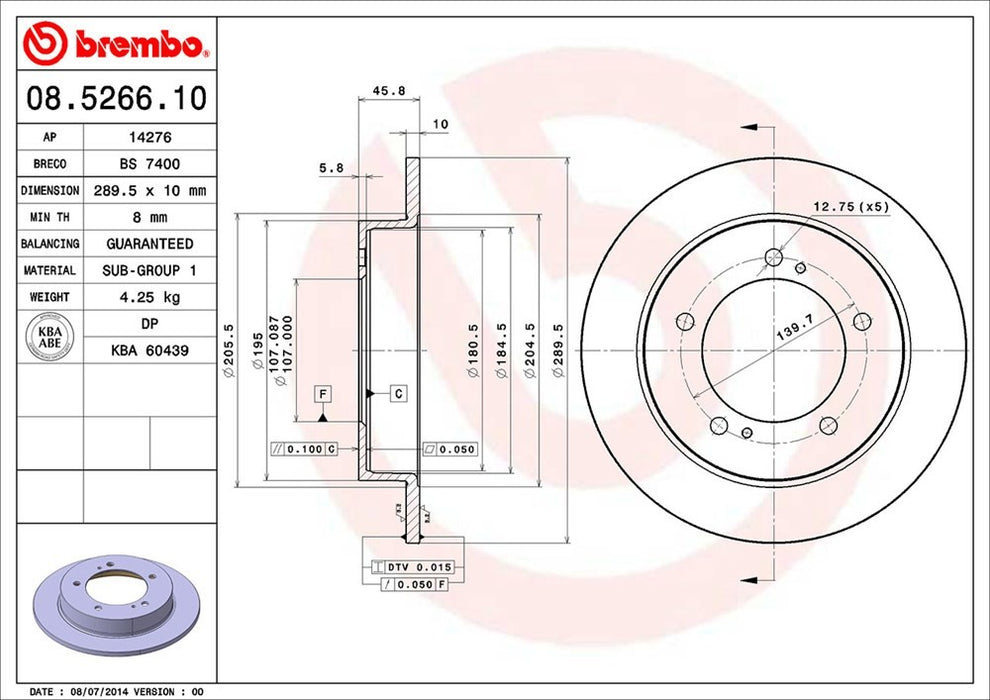 Front Disc Brake Rotor for Geo Tracker 1997 1996 1995 1994 1993 1992 1991 1990 1989 P-2271461