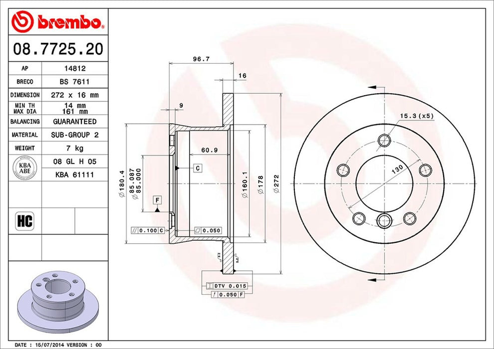 Rear Disc Brake Rotor for Mercedes-Benz G500 Base 2008 2007 2006 2005 2004 2003 2002 P-2271616