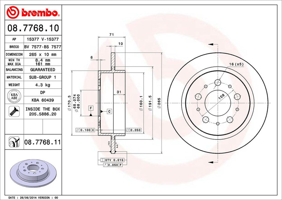 Rear Disc Brake Rotor for Volvo 960 Base 1997 1996 1995 P-2271627