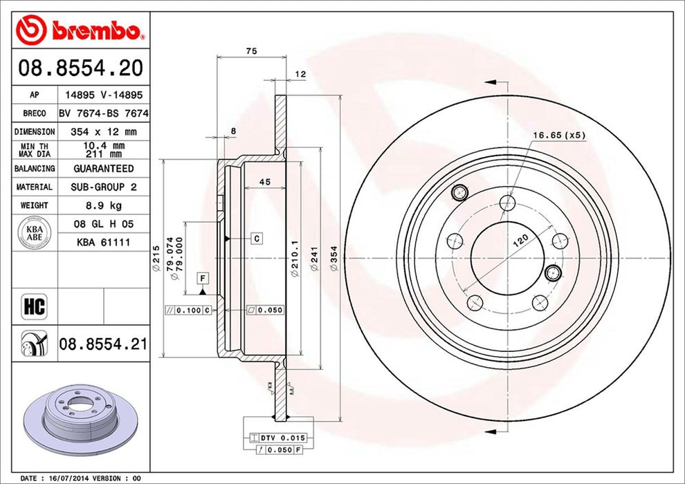 Rear Disc Brake Rotor for Land Rover Range Rover HSE 2005 2004 2003 P-2271667