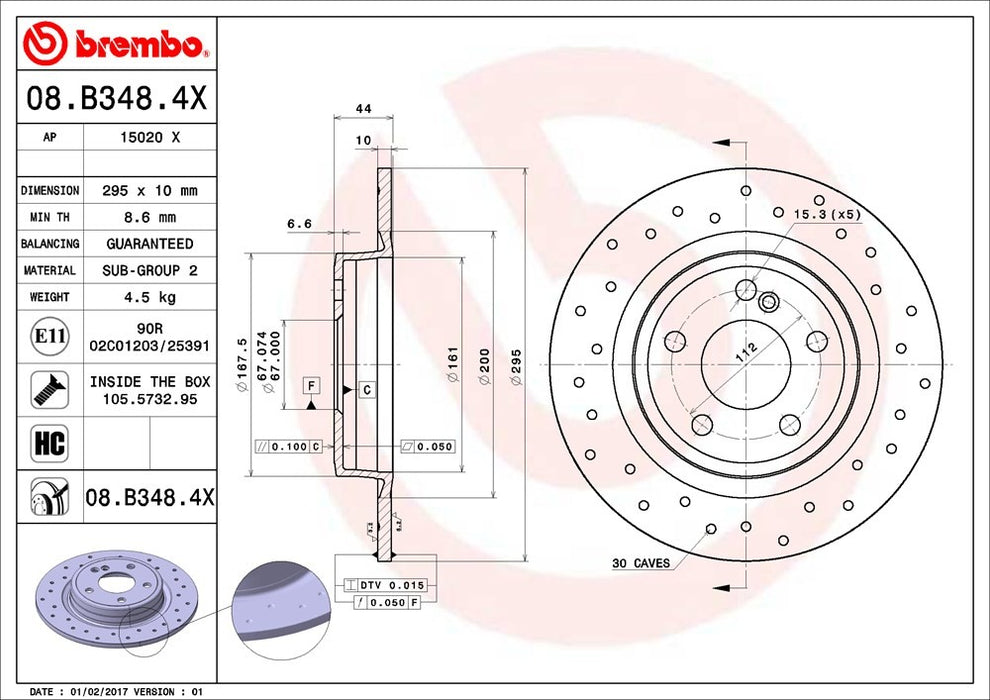 Rear Disc Brake Rotor for Mercedes-Benz CLA250 2019 2018 2017 2016 2015 2014 P-2271157