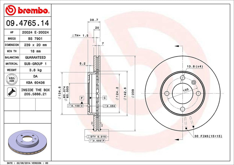 Front Disc Brake Rotor for Volkswagen Jetta 1992 1991 1990 1989 1988 1987 1986 1985 P-2273019