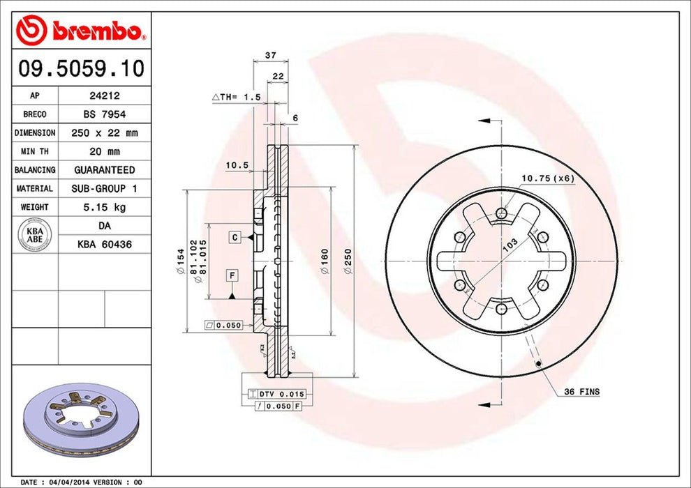 Front Disc Brake Rotor for Nissan D21 RWD 1994 1993 1992 1991 1990 1989 1988 1987 1986 P-2273064