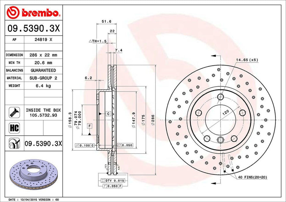 Front Disc Brake Rotor for BMW 318ti Base 1999 1998 P-2273109