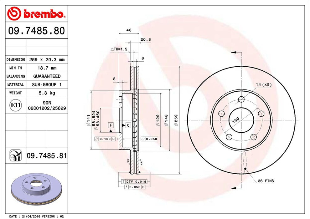 Front Disc Brake Rotor for Oldsmobile Cutlass Calais 1991 P-2273359