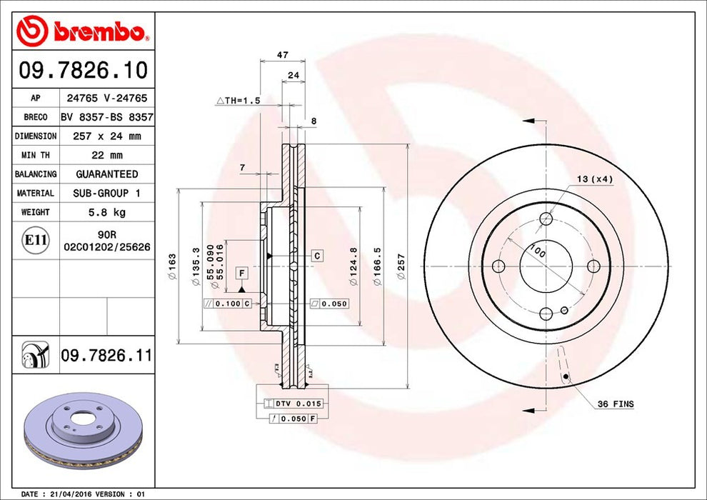 Front Disc Brake Rotor for Mazda Protege 2.0L L4 2003 2002 2001 2000 1999 P-2273454