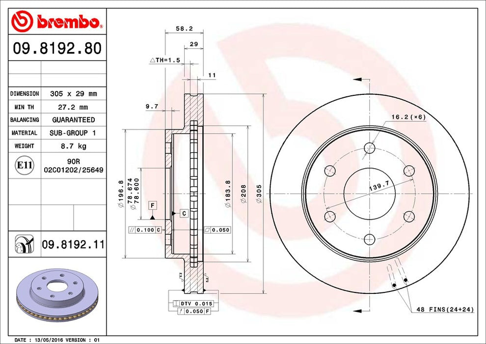 Front Disc Brake Rotor for GMC Safari 2005 2004 2003 P-2273539