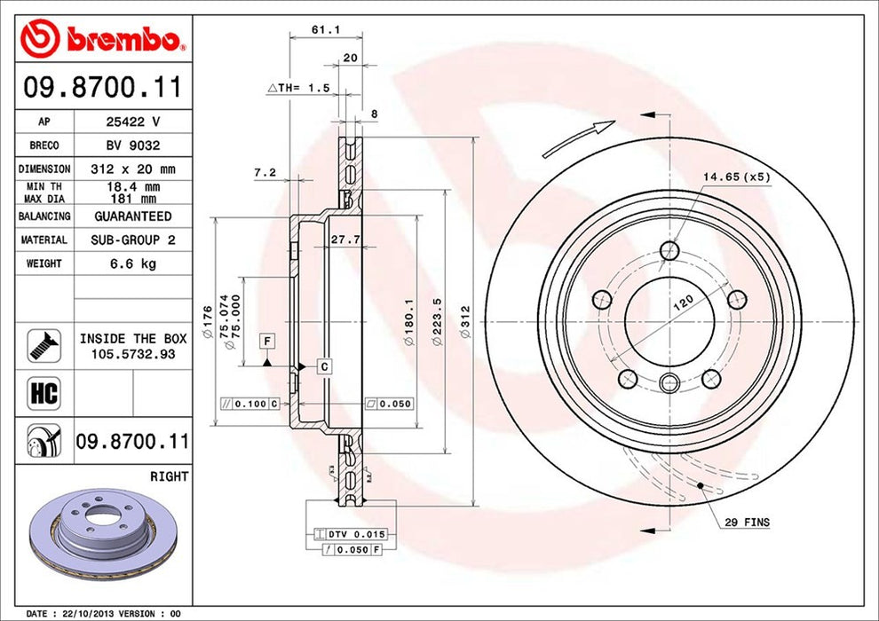 Rear Right/Passenger Side Disc Brake Rotor for BMW Z3 2002 2001 2000 1999 1998 P-2273662