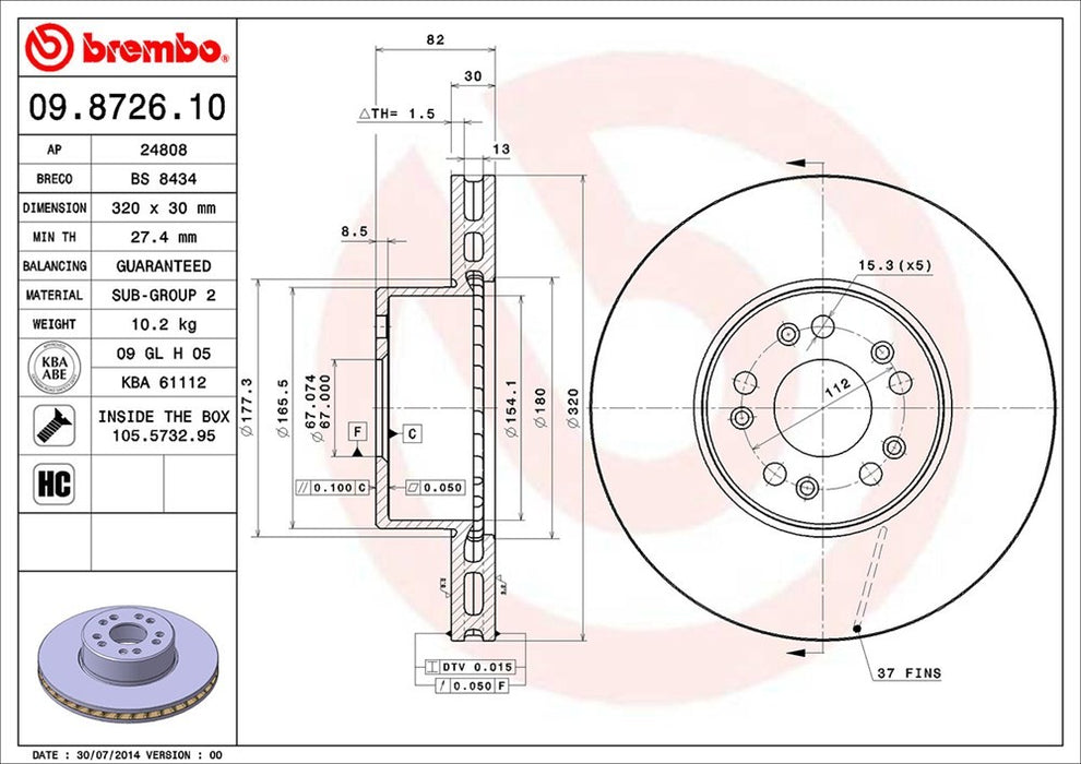 Front Disc Brake Rotor for Mercedes-Benz S350 Base 1995 1994 P-2273695