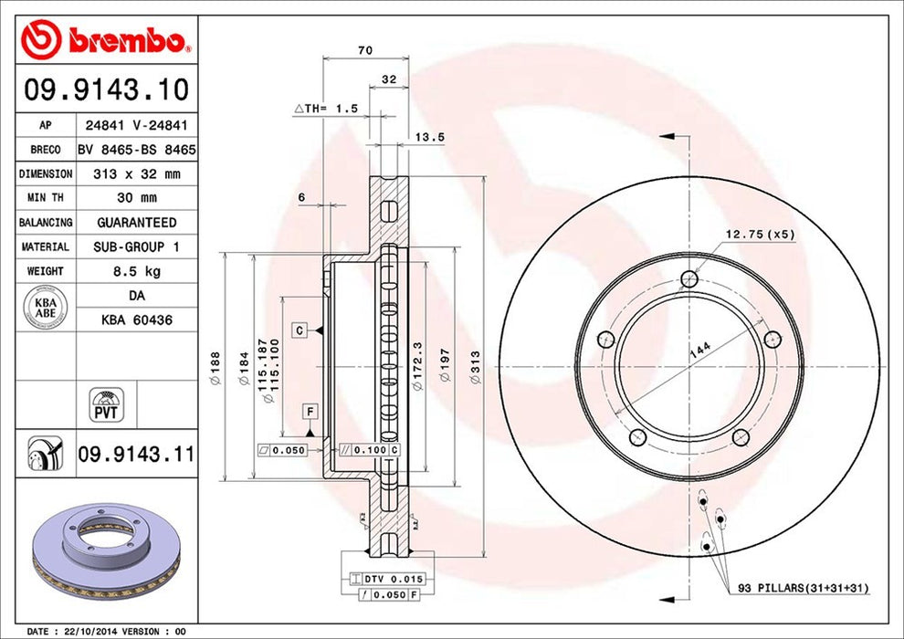 Front Disc Brake Rotor for Lexus LX470 Base 2007 2006 2005 2004 2003 2002 2001 2000 1999 1998 P-2273905