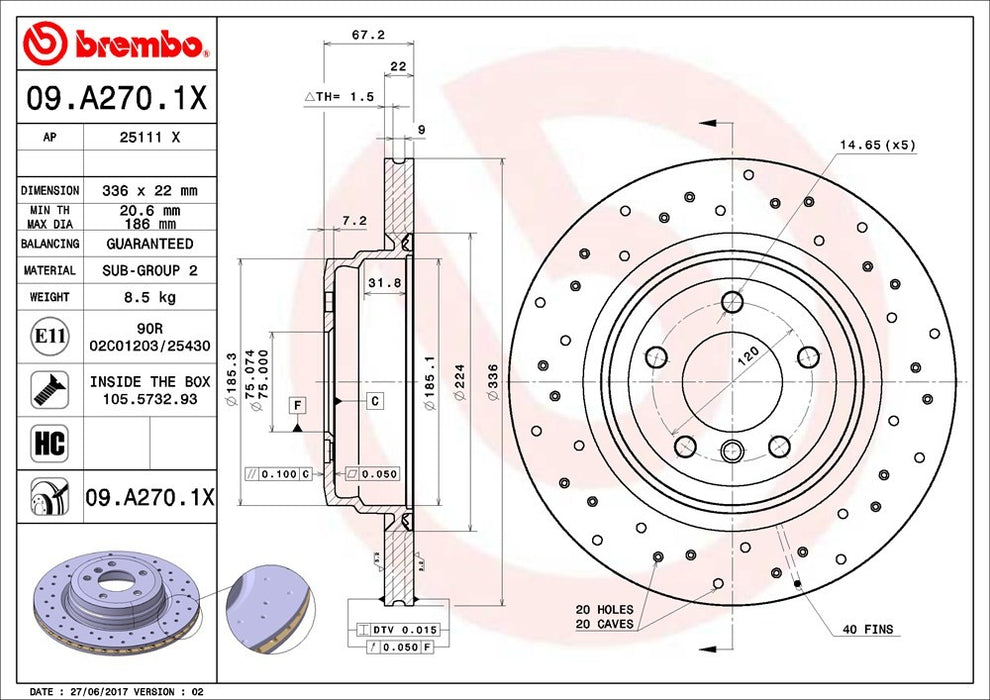 Rear Disc Brake Rotor for BMW 335d Base 2011 2010 2009 P-2271844