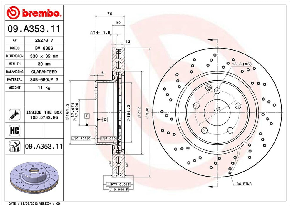 Front Disc Brake Rotor for Mercedes-Benz S500 2002 2001 2000 P-2271870