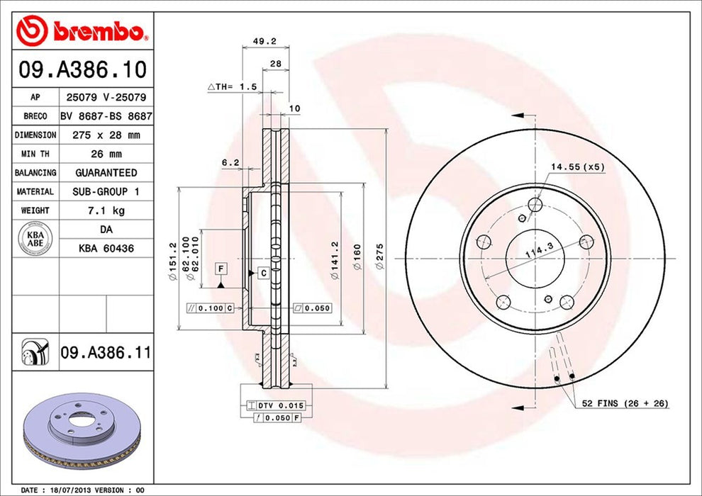 Front Disc Brake Rotor for Toyota Sienna 2003 2002 2001 2000 1999 1998 P-2271883