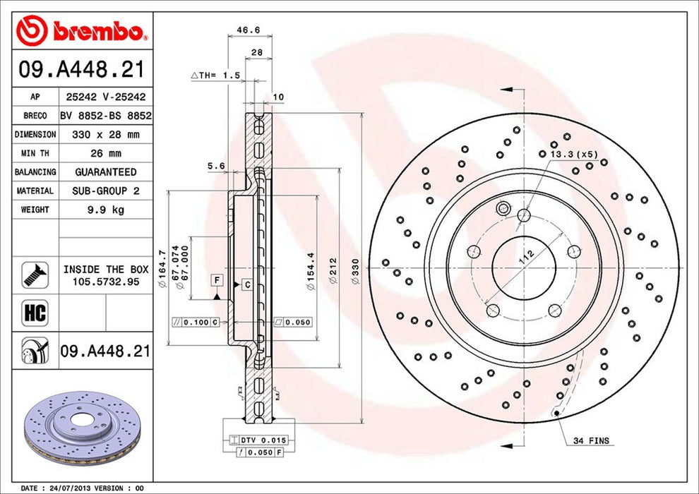 Front Disc Brake Rotor for Mercedes-Benz C320 2005 2004 2003 2002 2001 P-2271980