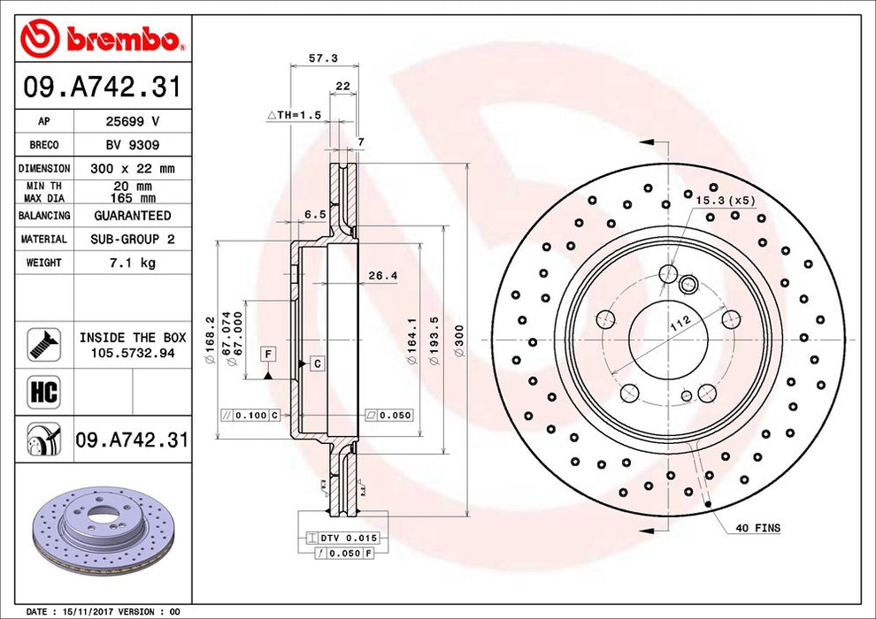 Rear Disc Brake Rotor for Mercedes-Benz SL600 Base 2002 2001 2000 P-2272107