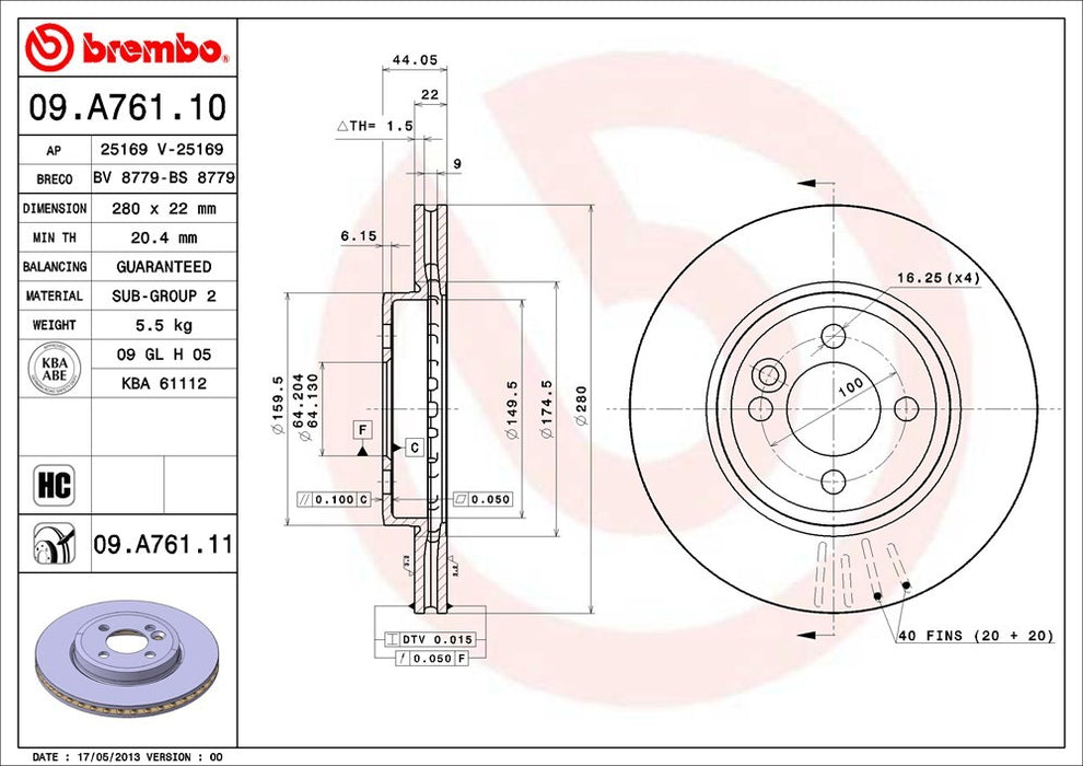 Front Disc Brake Rotor for Mini Cooper 1.6L L4 2015 2014 2013 2012 2011 2010 2009 2008 2007 P-2272133