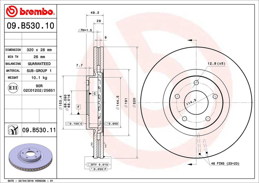 Front Disc Brake Rotor for Infiniti QX70 Base 2017 2016 P-2272416