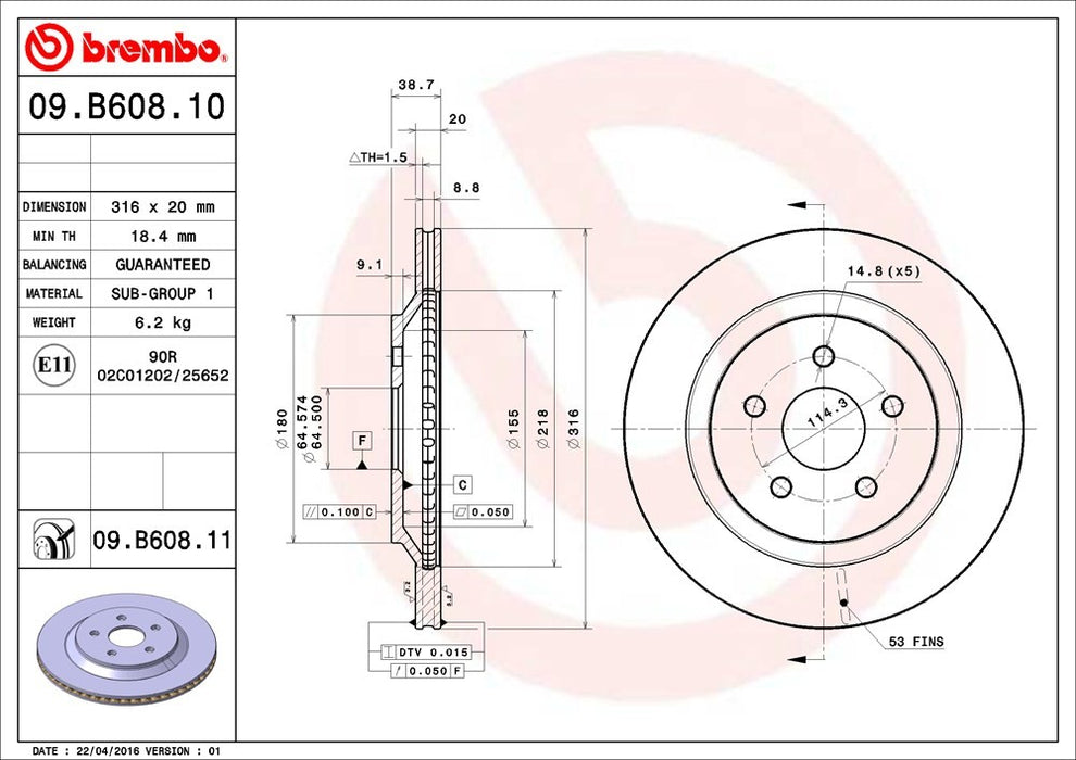 Rear Disc Brake Rotor for Ford Freestar 3.9L V6 2007 2006 2005 2004 P-2272526