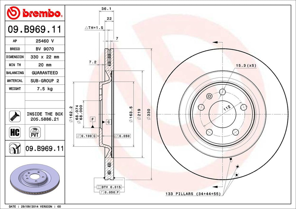 Rear Disc Brake Rotor for Audi A5 Quattro 2021 2020 2019 2018 P-2272605