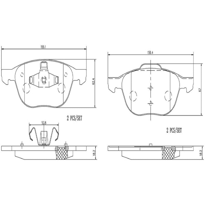 Front Disc Brake Pad Set for Volvo C70 T5 2013 2012 2011 2010 2009 2008 2007 2006 P-2268444