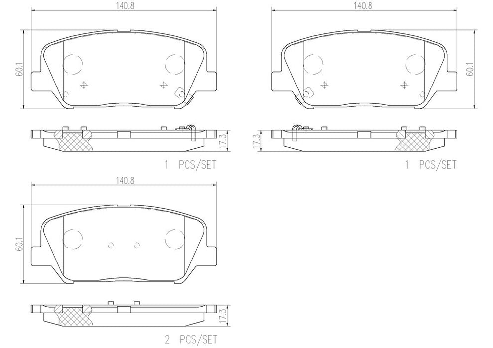 Front Disc Brake Pad Set for Kia Forte5 SX 2016 2015 2014 P-2268788