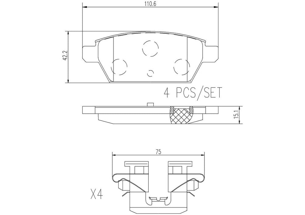 Rear Disc Brake Pad Set for Mercury Milan 2011 2010 2009 2008 2007 2006 P-2269113