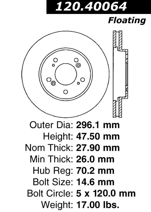 Front Disc Brake Rotor for Honda Odyssey 2010 2009 2008 2007 2006 2005 P-2409844