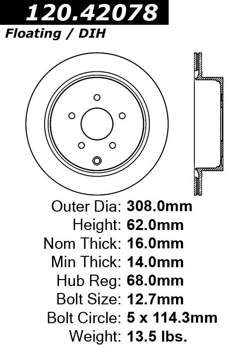 Rear Disc Brake Rotor for Nissan Quest 2017 2016 2015 2014 2013 2012 2011 2010 2009 2008 2007 2006 2005 2004 P-2409978