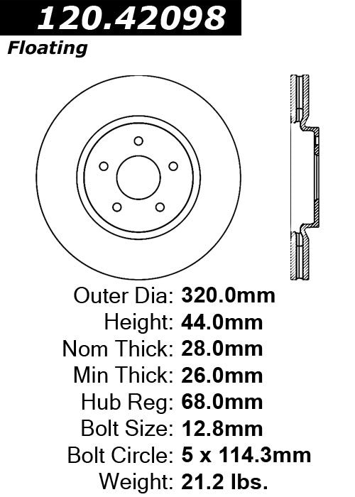 Front Disc Brake Rotor for Nissan Sentra 2.5L L4 SE-R Spec V Manual Transmission 2012 2011 2010 2009 2008 2007 P-2410055