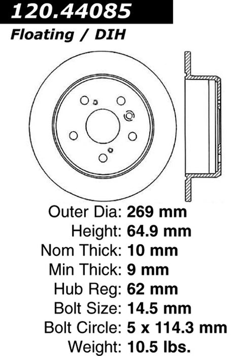 Rear Disc Brake Rotor for Lexus ES300 2001 2000 1999 1998 1997 P-2410176