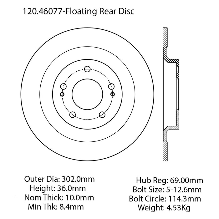 Rear Disc Brake Rotor for Mitsubishi RVR 2018 2017 2016 2015 2014 2013 P-2410557