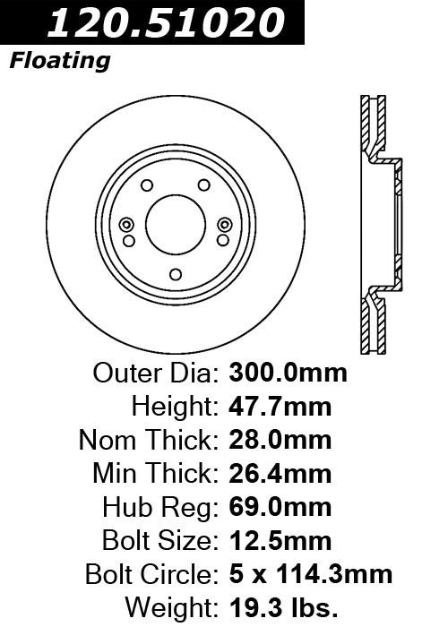 Front Disc Brake Rotor for Kia Forte SX 2.4L L4 2018 2017 2016 2015 2014 2013 2012 2011 2010 P-2410764