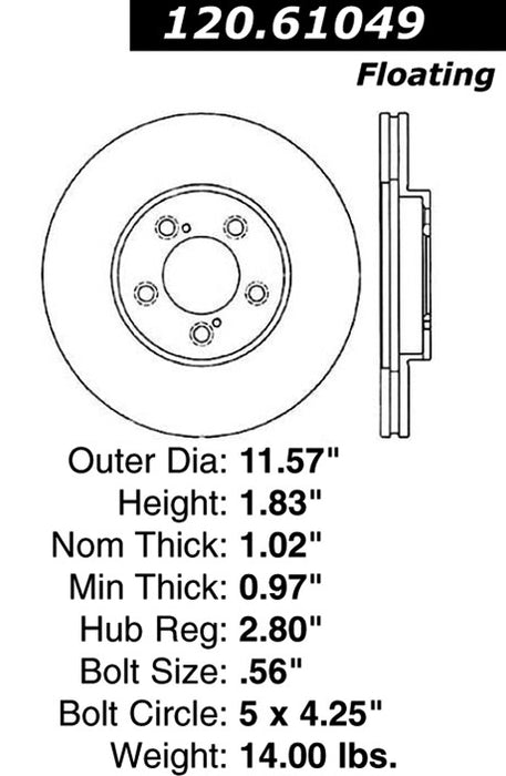 Front Disc Brake Rotor for Chrysler Cirrus 2010 2009 2008 2007 2006 2005 2004 2003 2002 2001 P-2410898