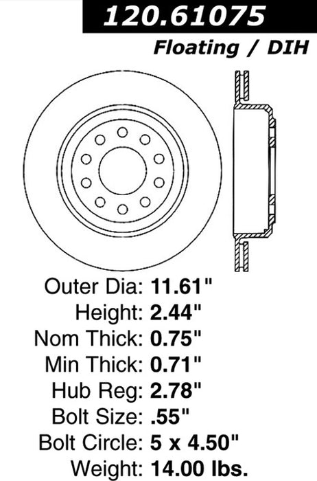 Rear Disc Brake Rotor for Lincoln Town Car 2011 2010 2009 2008 2007 2006 2005 2004 2003 P-2410941