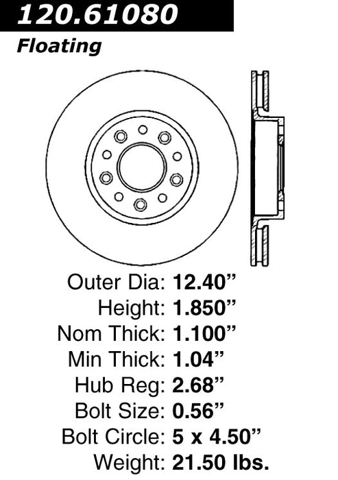 Front Disc Brake Rotor for Mercury Montego 2007 2006 2005 P-2410950