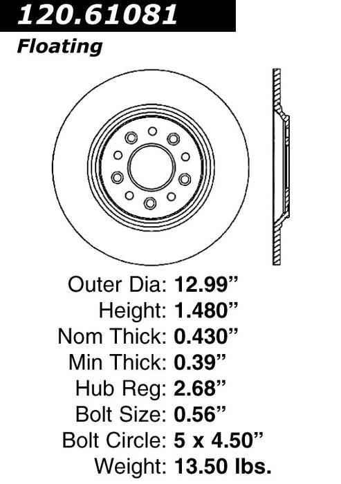 Rear Disc Brake Rotor for Mercury Sable 2009 2008 P-2410963