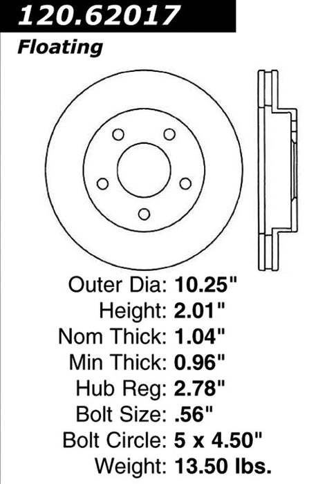 Front Disc Brake Rotor for Oldsmobile 98 1990 1989 1988 1987 1986 1985 P-2411054