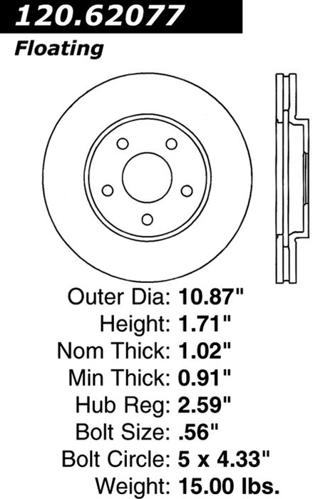 Front Disc Brake Rotor for Pontiac G6 2.4L L4 2007 2006 P-2411213