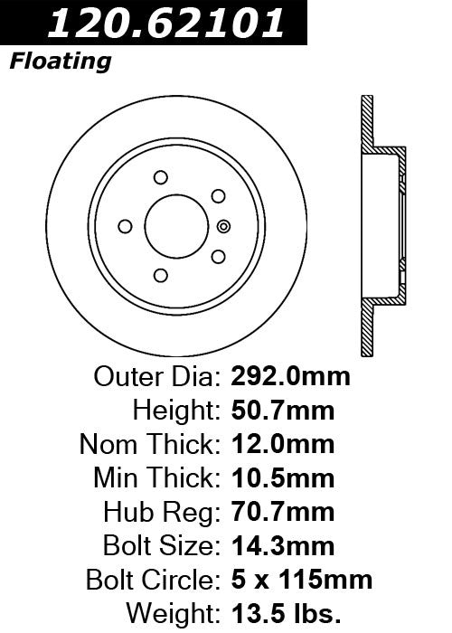 Rear Disc Brake Rotor for Buick Lucerne 2011 2010 2009 2008 2007 2006 P-2411257