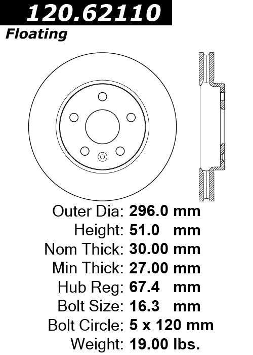 Front Disc Brake Rotor for Buick LaCrosse 2016 2015 2014 2013 2012 P-2411262